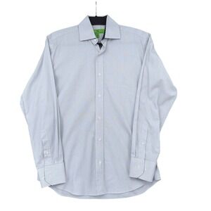 Bristol & Bull Mens Dress Shirt Small 14-14.5 32/33 Blue White Stripe Cotton